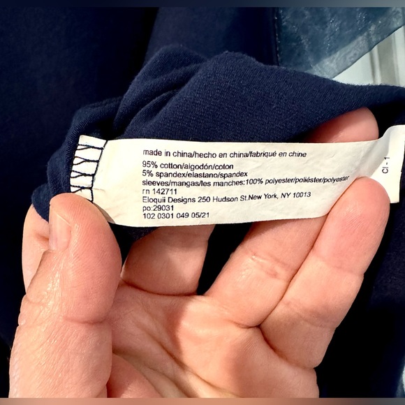 Eloquii Crewneck Sheer Flounce Flutter Short Sleeve Womens Sz 18/20 Navy Blouse - Picture 5 of 9